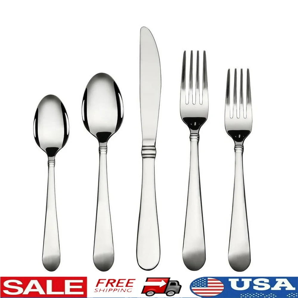 20-Piece Stainless Steel Flatware Set Dinner Knives Forks Spoons Salad Forks Teaspoons Durable Elegant Cutlery Dining Essentials