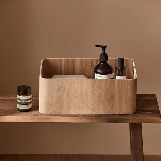Retro Wooden Storage Box  Large Capacity Organizer Basket, Creative Desktop Bin for Living Room Bathroom Organization