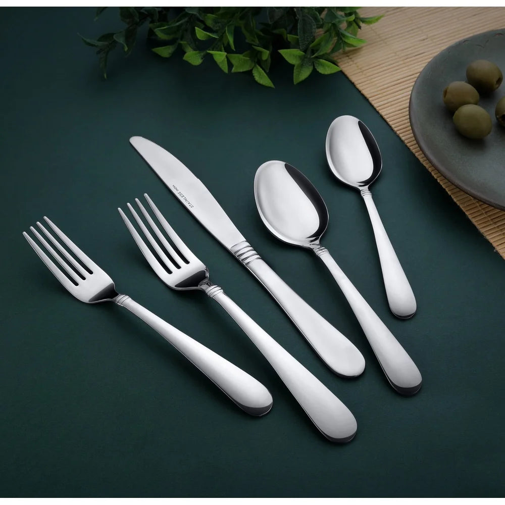 20-Piece Stainless Steel Flatware Set Dinner Knives Forks Spoons Salad Forks Teaspoons Durable Elegant Cutlery Dining Essentials