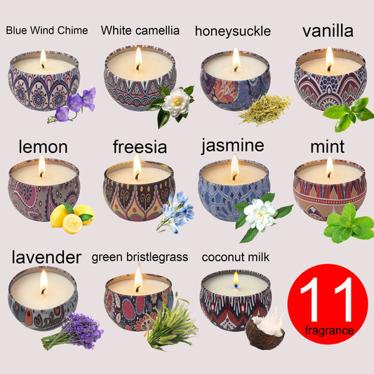 1 Pack of Ham-Scented Aromatherapy Candles, Small Tin Can Aromatherapy Candles, Available in White Tea Flower, Mint, Foxtail Grass, Honeysuckle, Bluebell, Jasmine, Lemongrass, Vanilla, Freesia, Lavender, Coconut Milk Scent, P