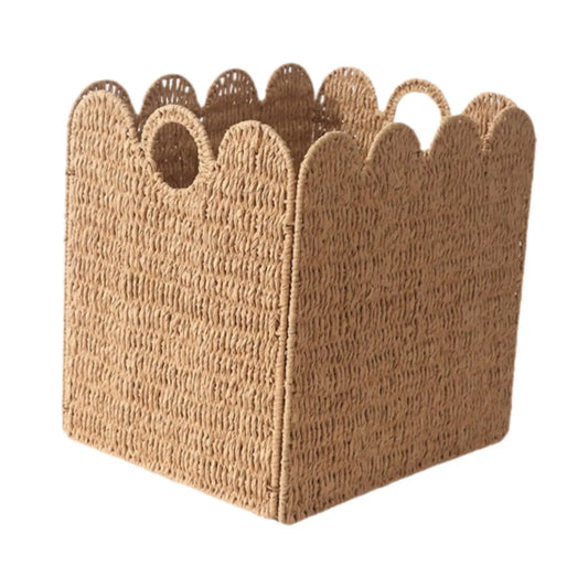Storage Basket Folding Bin Tissue Toilet Basket Handwoven Hamper Box Paper Rope for Home Bedroom Living Room Household